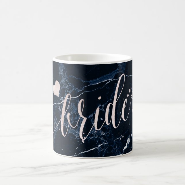 PixDezines Blush Bridesmaid Script Navy Marble Coffee Mug (Center)