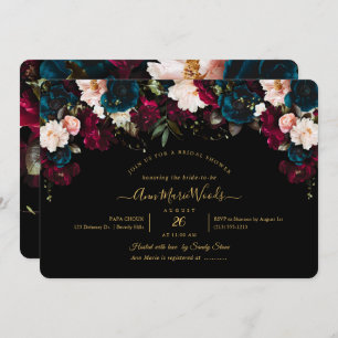 PixDezines Blush Burgundy Teal Bridal Shower Invit Invitation