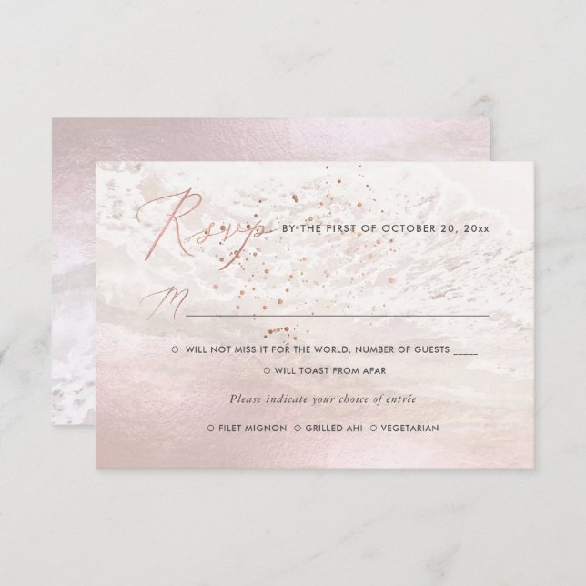 PixDezines Blush Coastal, Beach RSVP w Meal Invitation (Front/Back)