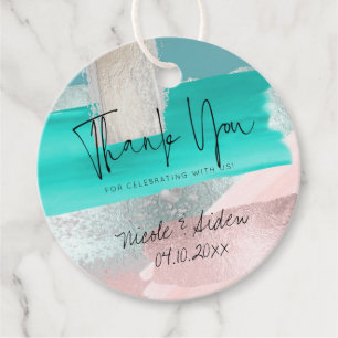 PixDezines Blush Coral Sage Color Block Thank You Favour Tags