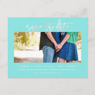 PixDezines Blush Faux Platinum Modern Brush Script Announcement Postcard