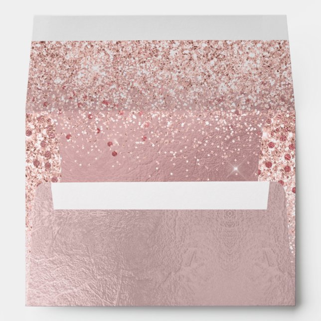 PixDezines Blush, Faux Rose Gold Confetti Envelope (Back (Bottom))
