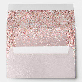 PixDezines Blush, Faux Rose Gold Glitter+Confetti Envelope