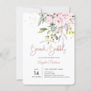 PixDezines Blush Gum Eucalyptus Brunch+Bubbly Invitation