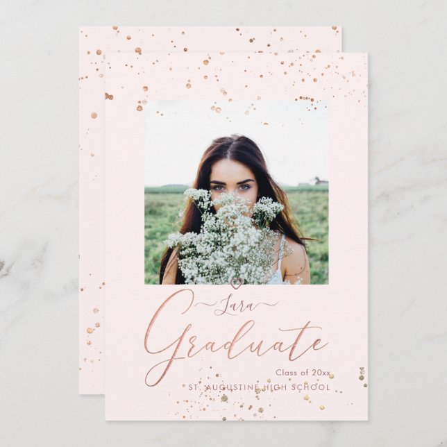 PixDezines Blush Pink Calligraphy Graduation Announcement (Front/Back)