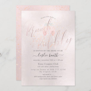 PixDezines Blush Pink Champagne Brunch+Bubbly Invitation