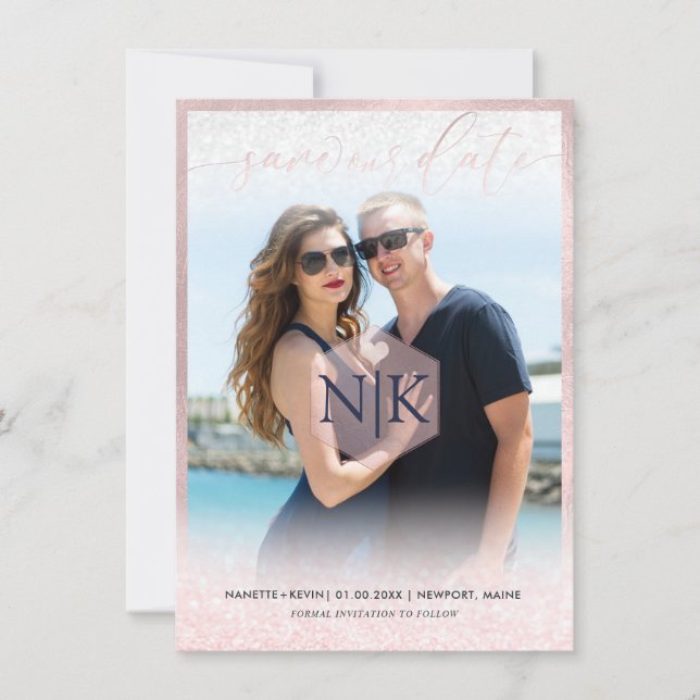 PixDezines Blush Pink Modern Script|DIY Background Save The Date (Front)