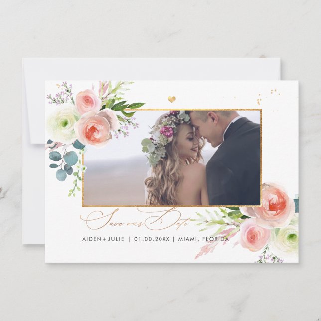 PixDezines Blush Pink Peonies Save The Date (Front)
