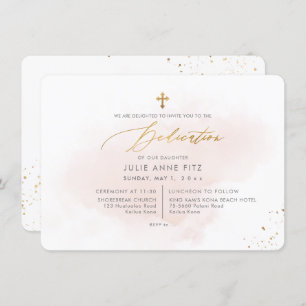 PixDezines Blush Pink Watercolor Dedication Invitation
