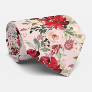 PixDezines Blush Red Watercolor Flowers DIY colour Tie