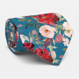 PixDezines Blush Red Watercolor Flowers DIY colour Tie