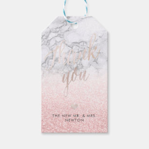 PixDezines Blush Snow Bokeh+Marble Thank You Gift Tags