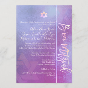 PixDezines B'Nei Mitzvah, Blue Ombre Invitation