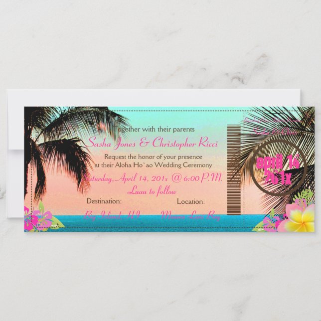 PixDezines Boarding Pass to Paradise Invitation (Front)
