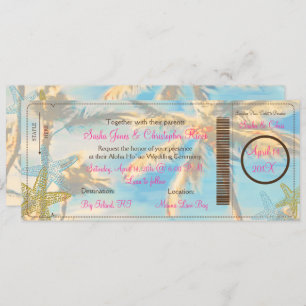 PixDezines boarding pass vintage hawaiian beach Invitation