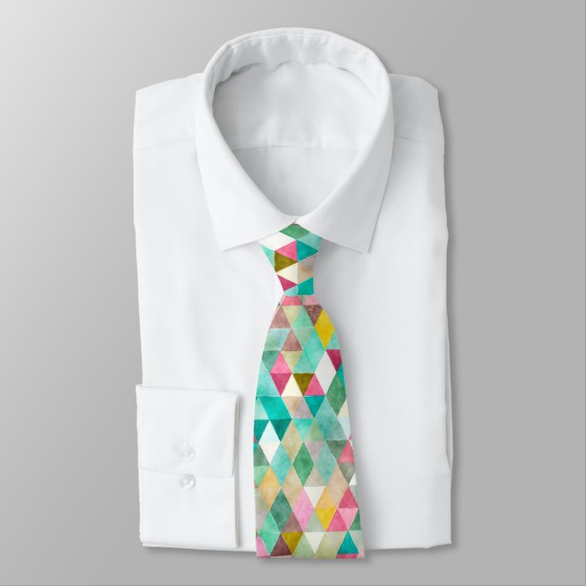 PixDezines Boho Geometric/adjustable triangles Tie (Tied)
