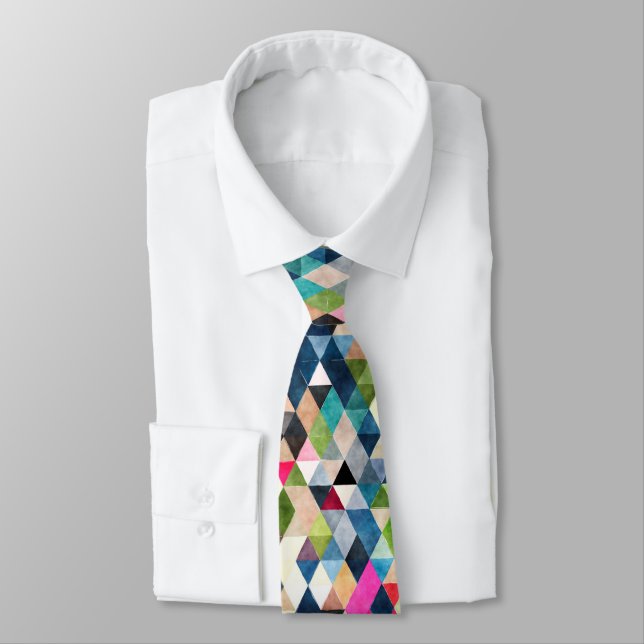 PixDezines Boho Geometric/adjustable triangles Tie (Tied)