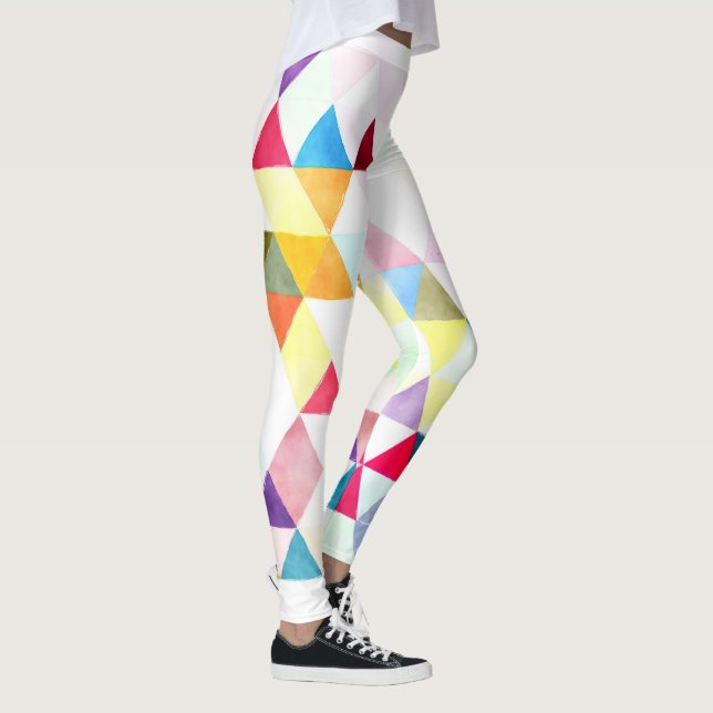 PixDezines Boho Watercolor Geometric/Triangles Leggings (Right)