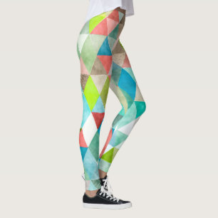 PixDezines Boho Watercolor Geometric/Triangles Leggings