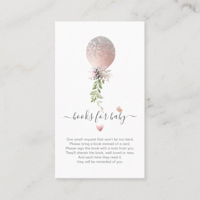 PixDezines Book Request Glitter Dusty Rose Balloon Place Card (Front)