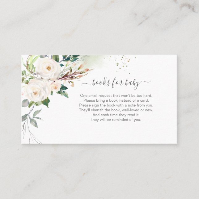 PixDezines Book Request, Watercolor Blush Roses Place Card (Front)