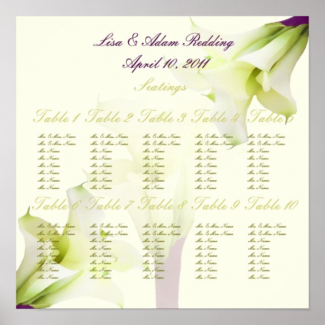 PixDezines bouquet, white calla lilies Poster (Front)