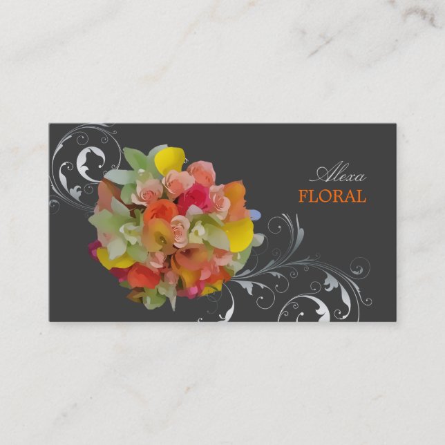 PixDezines Bridal Bouquet, florists/diy colours Business Card (Front)