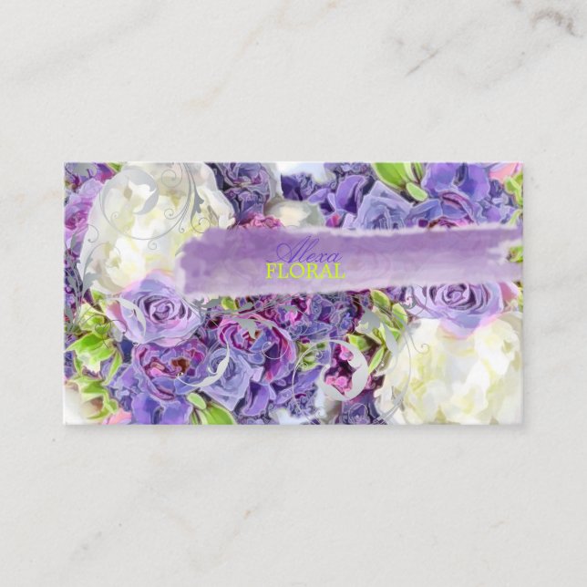 PixDezines bridal bouquet, florists/diy colours Business Card (Front)