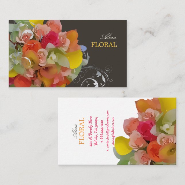 PixDezines Bridal Bouquet, florists/diy colours Business Card (Front/Back)