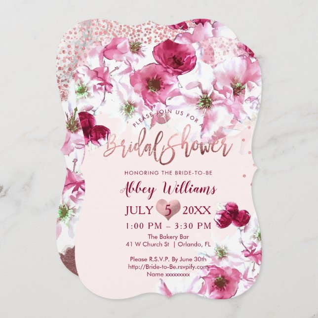 PixDezines Bridal Shower/Dark Cherry Blossoms Invitation (Front/Back)
