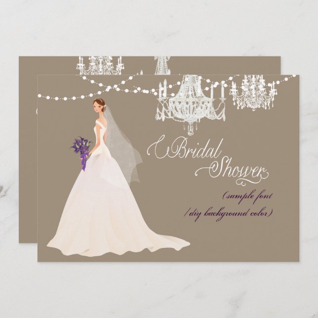 PixDezines bridal shower/DIY occasion+colour Invitation (Front/Back)