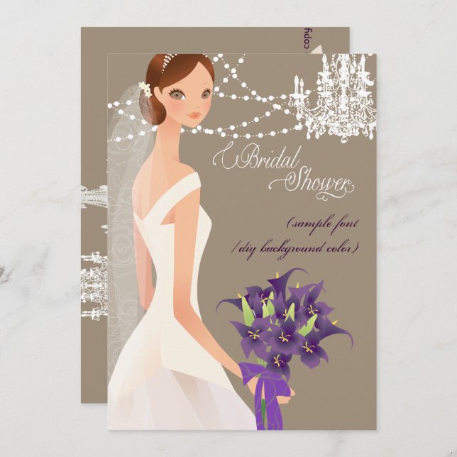PixDezines bridal shower/DIY occasion+colour Invitation (Front/Back)