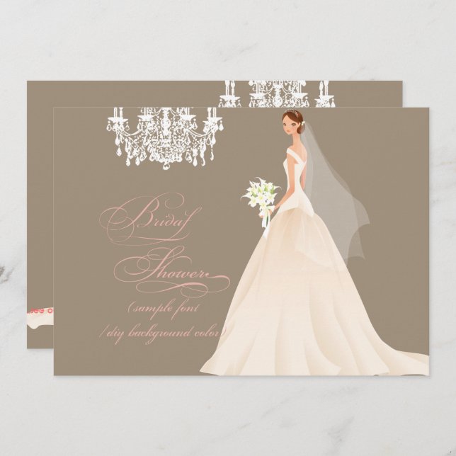PixDezines bridal shower/DIY occasion+colour Invitation (Front/Back)