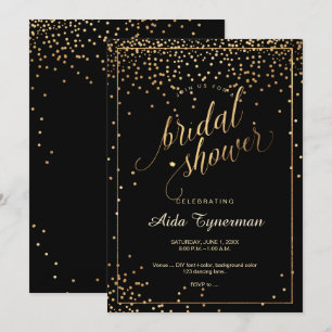 PixDezines Bridal Shower Faux Gold Confetti Invitation