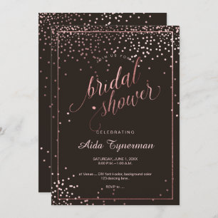 PixDezines Bridal Shower Faux Rose Gold Confetti Invitation