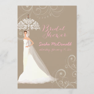 PixDezines bridal shower/lace umbrella/DIY bckgrnd Invitation