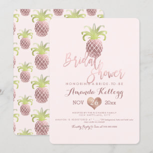 PixDezines Bridal Shower/Rose Gold/Pineapples Invitation