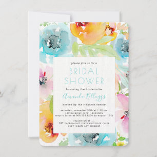 PixDezines Bridal Shower Watercolor Spring Floral Invitation