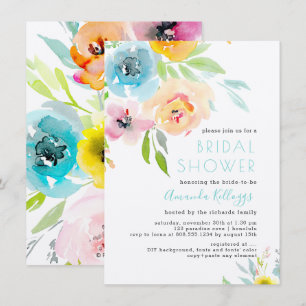 PixDezines Bridal Shower Watercolor Spring Floral Invitation