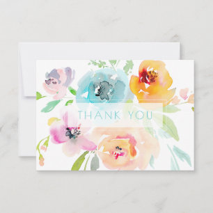 PixDezines Bridal Shower Watercolor Spring Floral Thank You Card