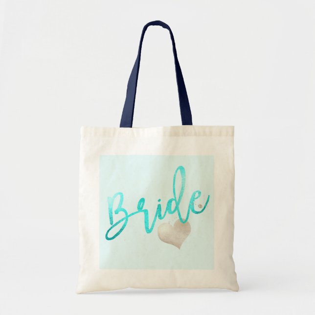 PixDezines Bride/Faux Foil/Brush Script Tote Bag (Front)