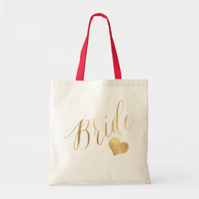 PixDezines Bride/Faux Gold Script Tote Bag (Front)