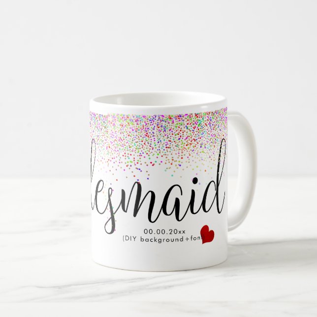 PixDezines Bridesmaid+Confetti Coffee Mug (Front Right)