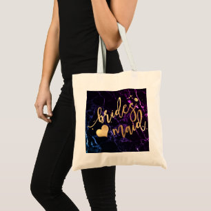 PixDezines Bridesmaid/Faux Gold Script/DIY bckgrnd Tote Bag