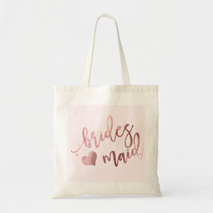 PixDezines Bridesmaid/Faux Rose Gold Script Tote Bag