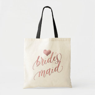 PixDezines Bridesmaid/Faux Rose Gold Script Tote Bag