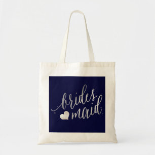 PixDezines Bridesmaid/Faux Silver Script Tote Bag