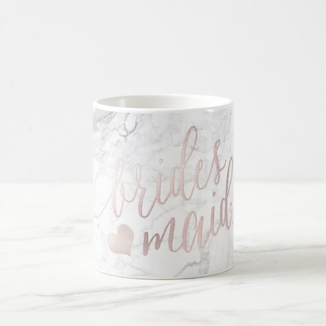 PixDezines Bridesmaid|Marble Blush Pink Script Coffee Mug (Center)