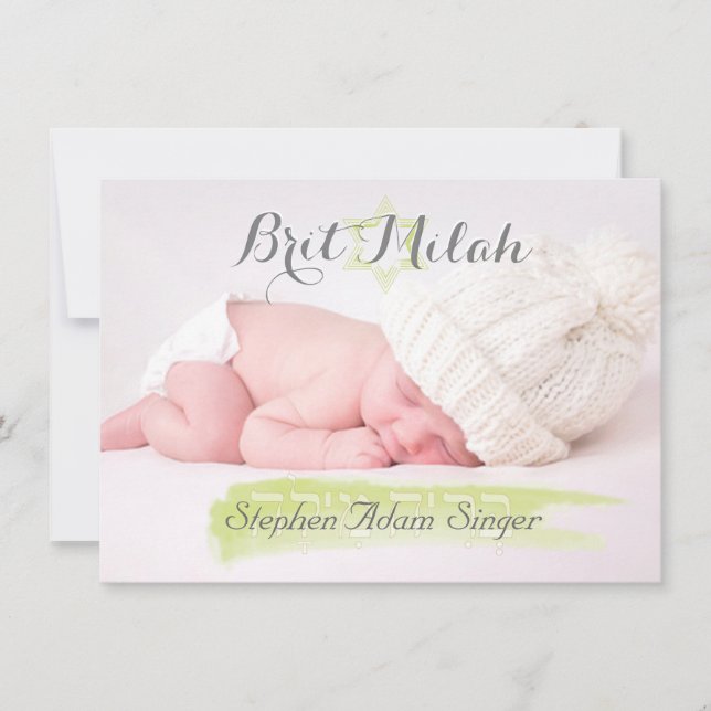 PixDezines brit milah/photo frame+stars/diy colour Invitation (Front)