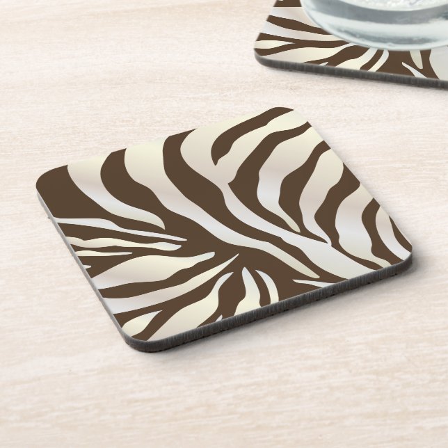 PixDezines Brown Zebra print/DIY colours Coaster (Left Side)